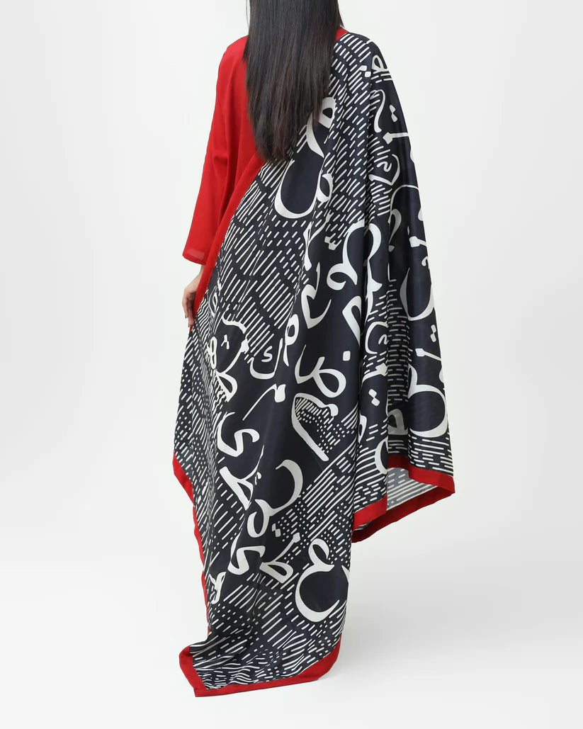 Ruby Noir Calligraphy 3-Piece Ensemble