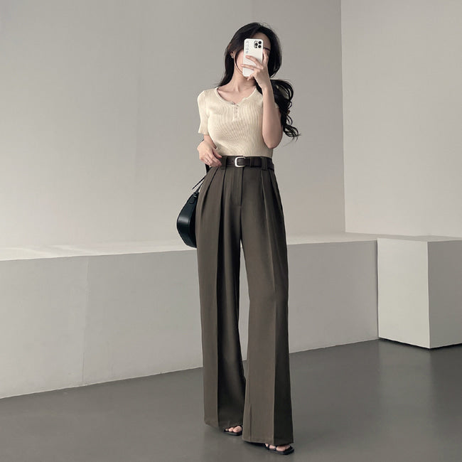 Korean High-Waist Wide Leg Trousers