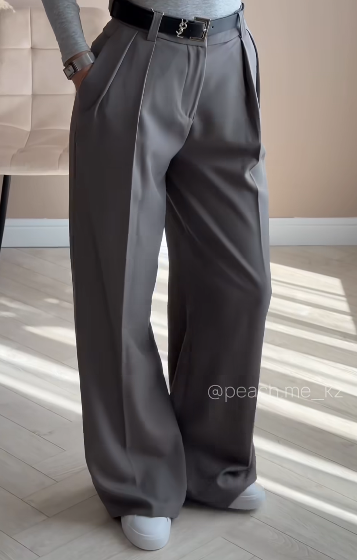 High-Waist Pleated Wide-Leg Trousers.