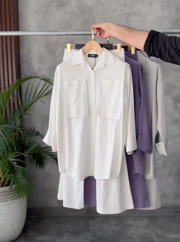 Front Pock Long Shirt & Trouser ( Premium Viscose )