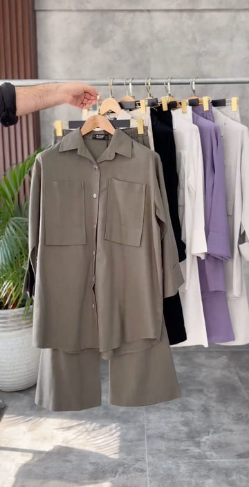 Front Pock Long Shirt & Trouser ( Premium Viscose )