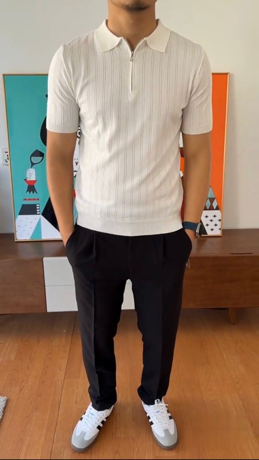 Textured Half-Zip Polo Shirt