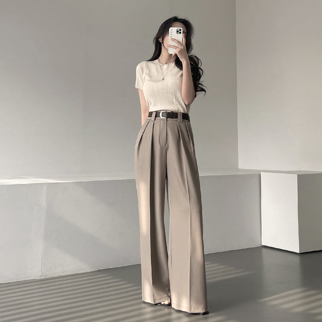 Korean High-Waist Wide Leg Trousers