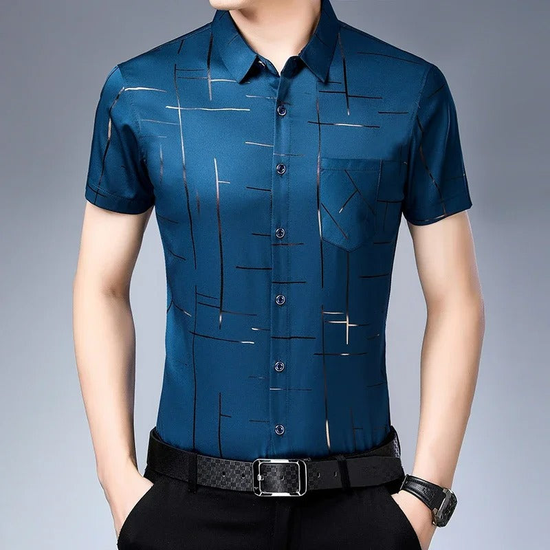 Casual Short Sleeved Shirt No Iron and Wrinkle Resistant Top