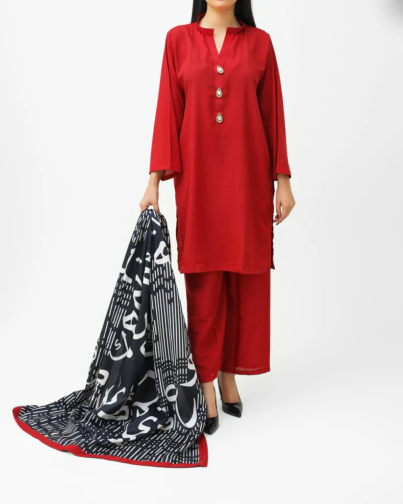Ruby Noir Calligraphy 3-Piece Ensemble