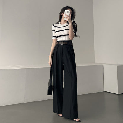 Korean High-Waist Wide Leg Trousers