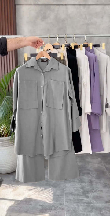 Front Pock Long Shirt & Trouser ( Premium Viscose )