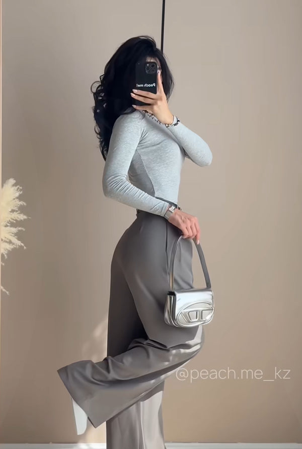 High-Waist Pleated Wide-Leg Trousers.