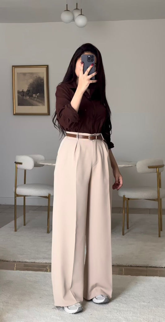Signature Pleated Wide-Leg Trousers