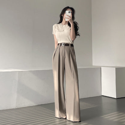 Korean High-Waist Wide Leg Trousers