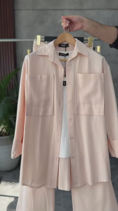 Front Pock Long Shirt & Trouser ( Premium Viscose )