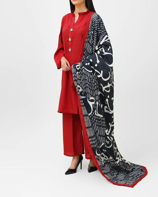 Ruby Noir Calligraphy 3-Piece Ensemble